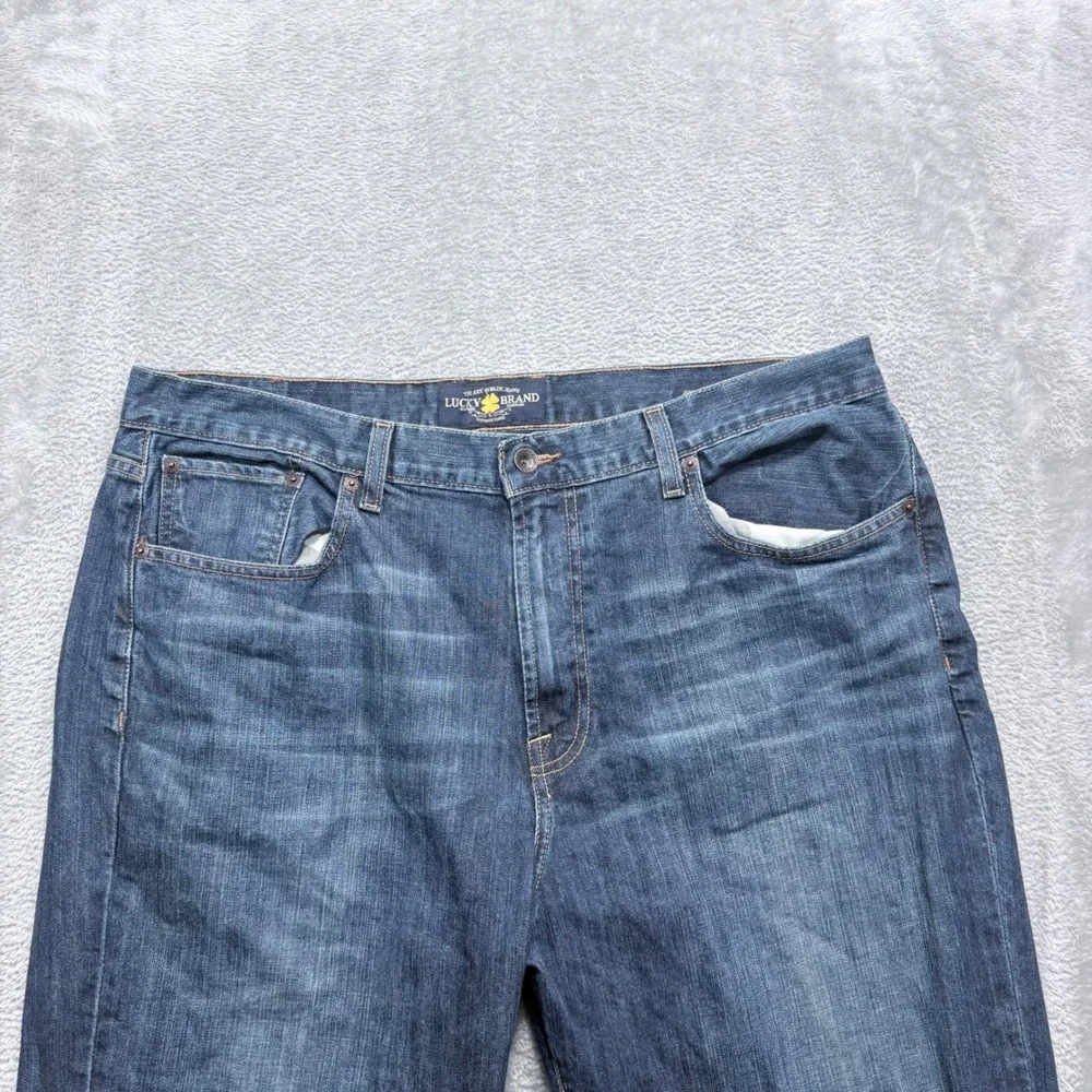 Lucky Brand 481 Relaxed Straight Jeans Mens 40x32 Blue Medium Wash Stretch Denim